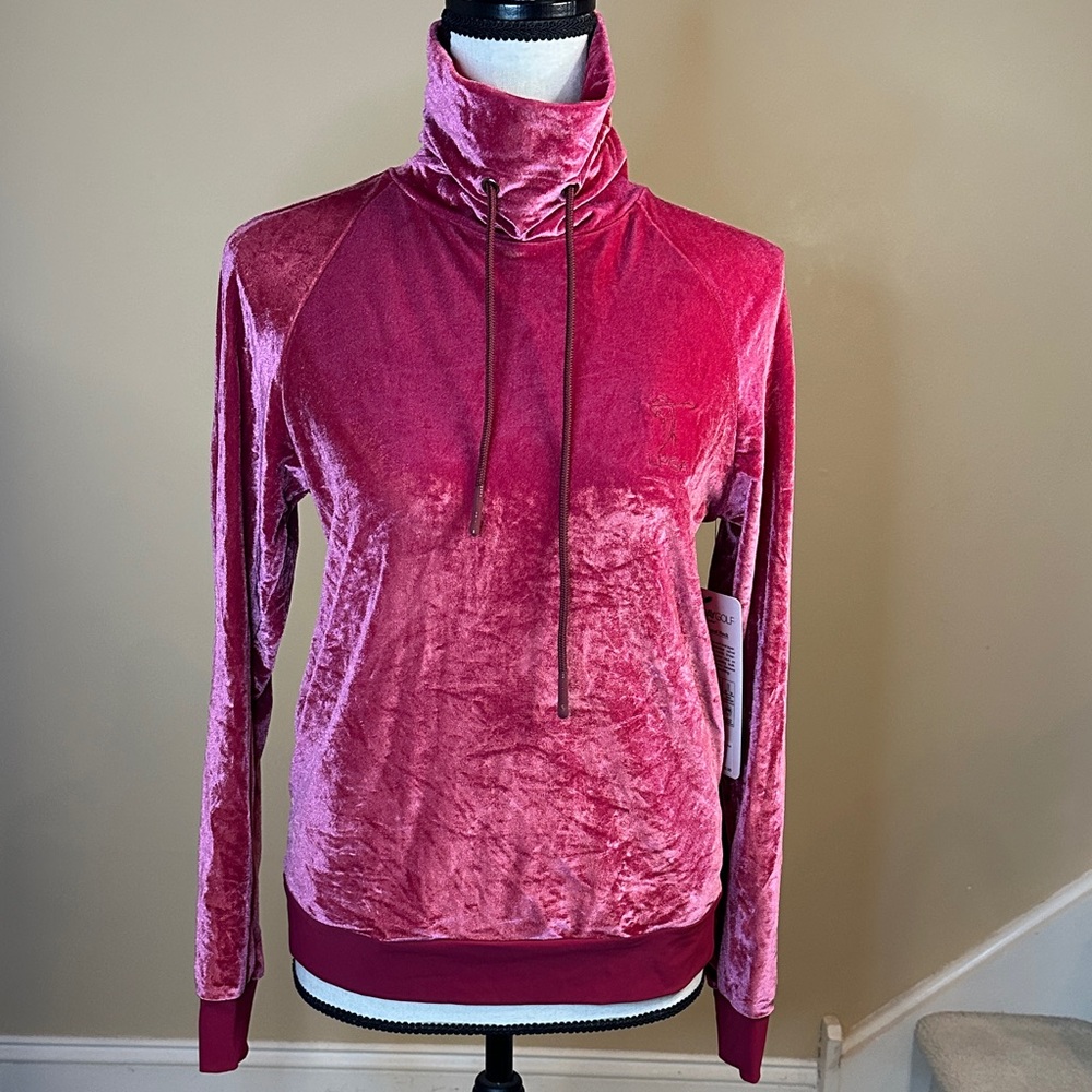 FORAY GOLF Velvet Funnel Neck in Rosewood - LPGA logo - Picture 6 of 13